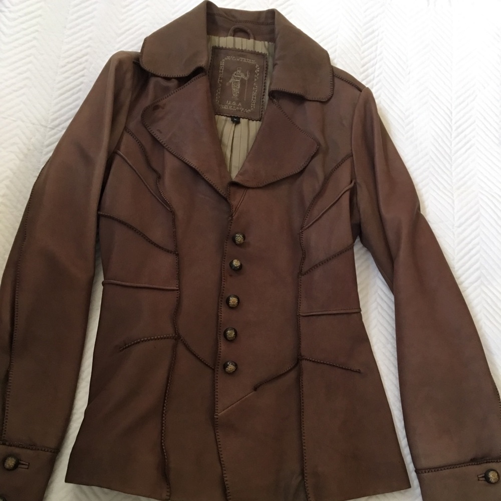 My Tribe Chocolate Brown Vintage Leather Jacket